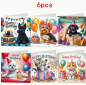Preview: Diamond Painting 6 Stück Grusskarten Hunde-Katzen